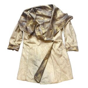 Rachel Zoe Jacket Womens Small‎ Tan Brown Snake Skin Tunic Coat Career Blazer